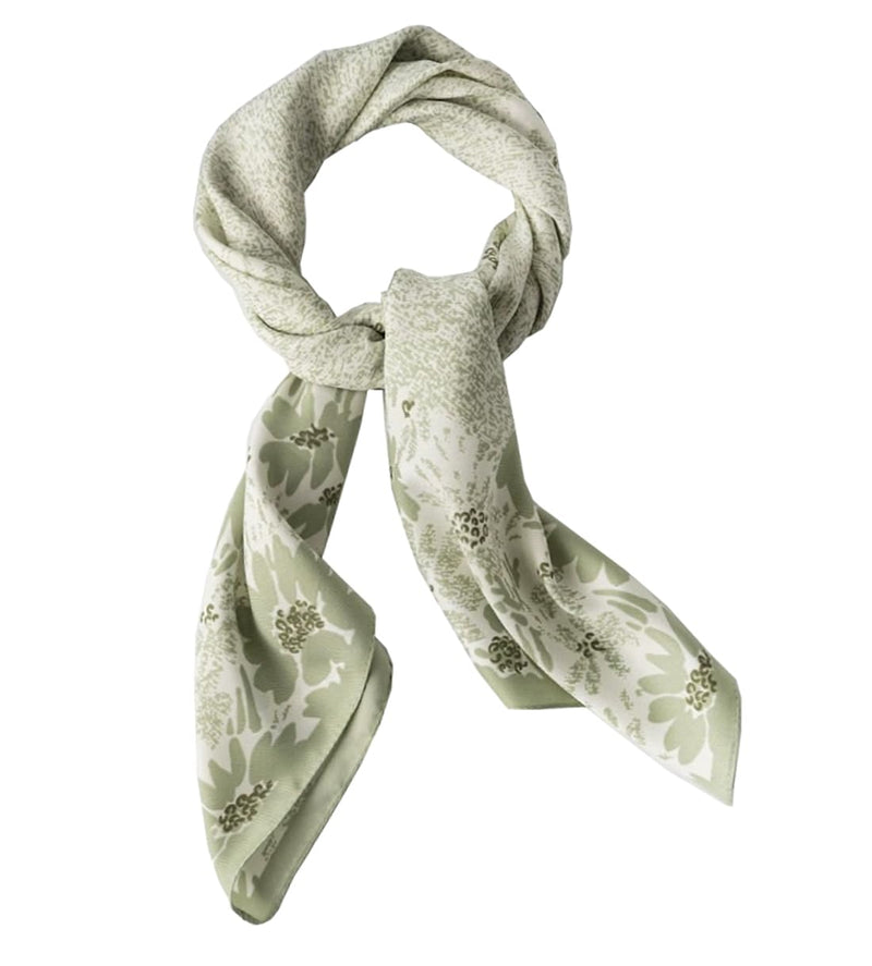 stylesilove Women Floral Print Silk Like Scarf Square Neckerchief Soft Bandana Small Shawl Neck Wraps for All Season