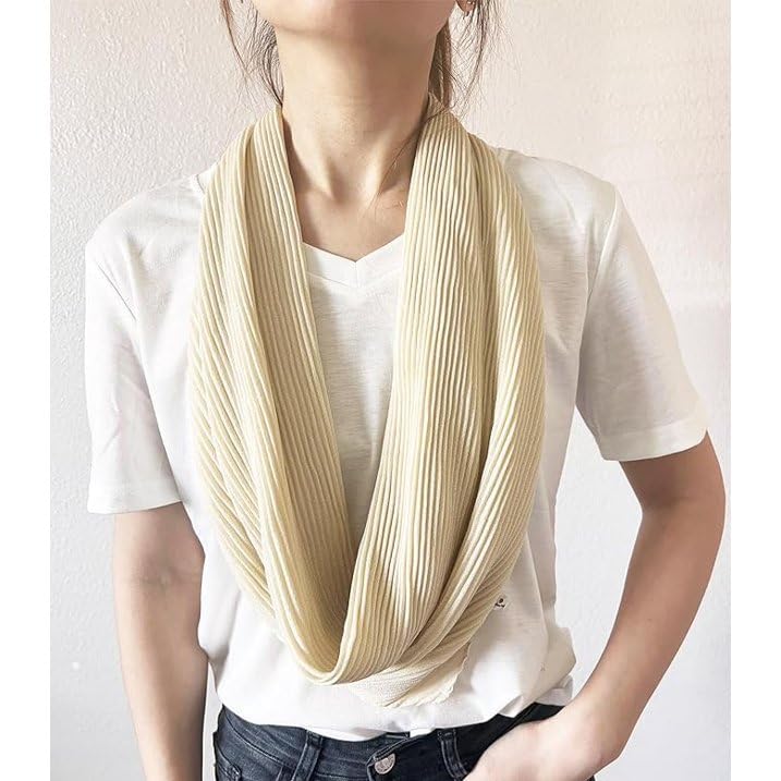 stylesilove Women Crinkle Pleated Square Scarf Solid Color Neckerchief Soft Bandana Small Shawl Neck Wraps for All Season