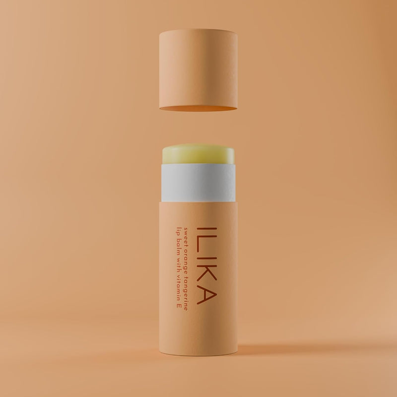 ILIKA Lip balm Organic, Vegan, Plastic-free, 100% Plant-based, 2X Volume, COSMOS Certified Organic, PETA Certified Vegan & Cruelty-Free, 2 Pack, Orange Tangerine