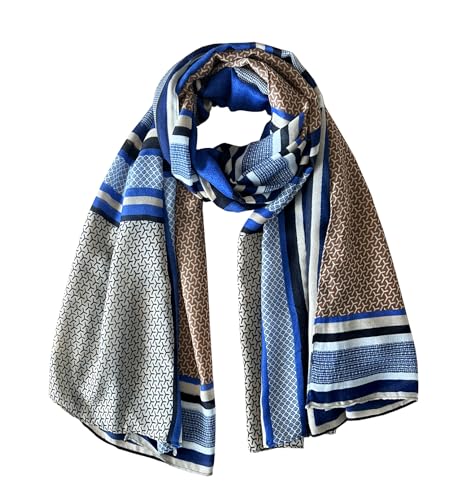 stylesilove Women Stripe Geometric Printed Lightweight Fashion Scarf Large Shawl Scarves Neck Wraps for All Season, 7 Colors