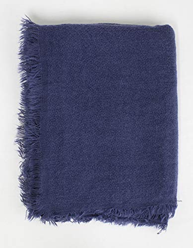 stylesilove Women Solid Color Frayed Edges Cashmere Blend Blanket Scarf Autumn Winter Soft Woven Wrap Shawl