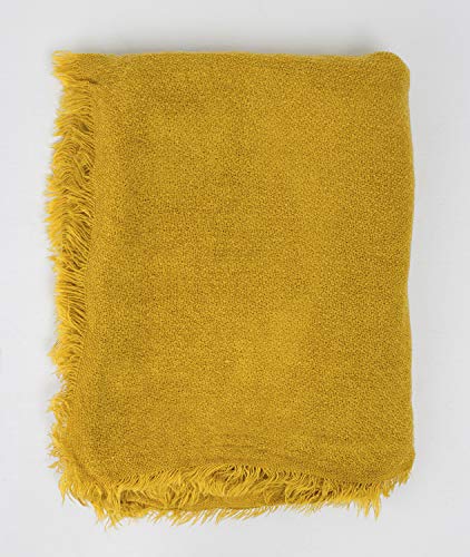 stylesilove Women Solid Color Frayed Edges Cashmere Blend Blanket Scarf Autumn Winter Soft Woven Wrap Shawl