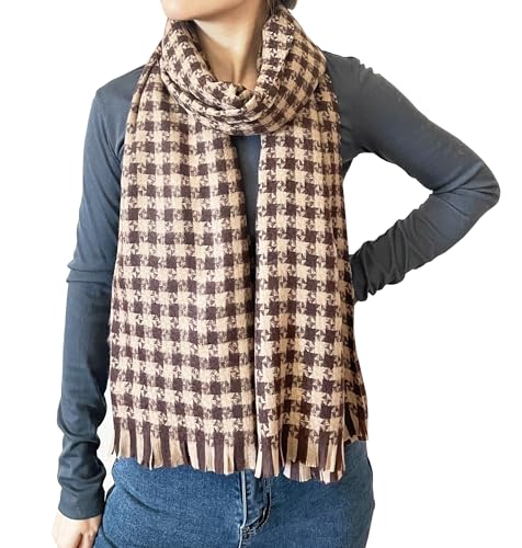 stylesilove Women Windmill Pattern Woven Cashmere Scarf with Fringe Warm and Ultra Soft Scarves Shawl Neck Wraps