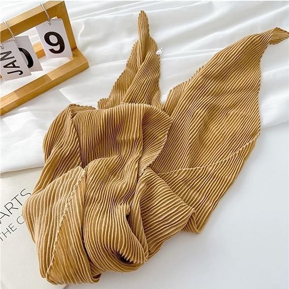 stylesilove Women Crinkle Pleated Square Scarf Solid Color Neckerchief Soft Bandana Small Shawl Neck Wraps for All Season