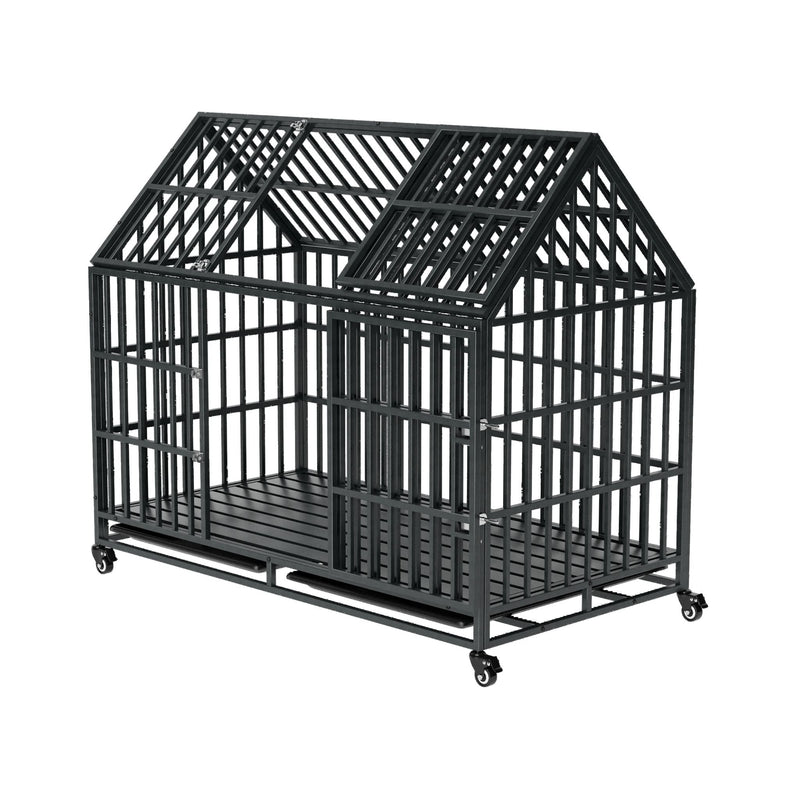 52-Inch Heavy-Duty Dog Crate With Roof Top Escape Proof Design (SAK90267)