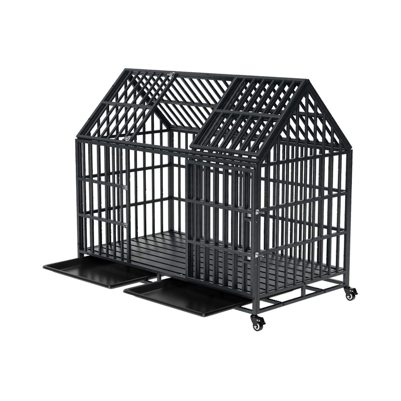 52-Inch Heavy-Duty Dog Crate With Roof Top Escape Proof Design (SAK90267)