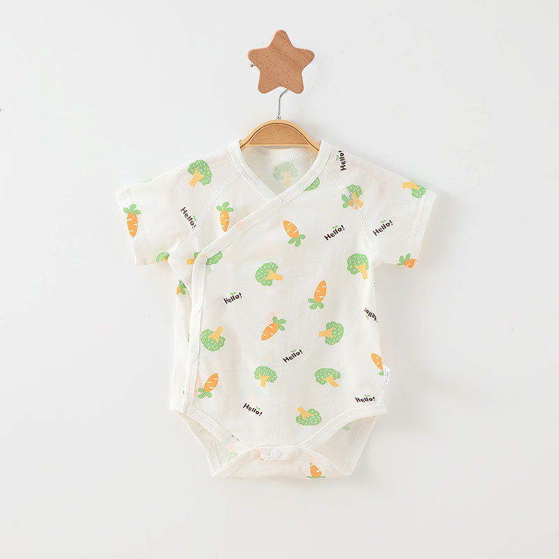Simple Cartoon Print Summer Baby Rompers Girls Clothing
