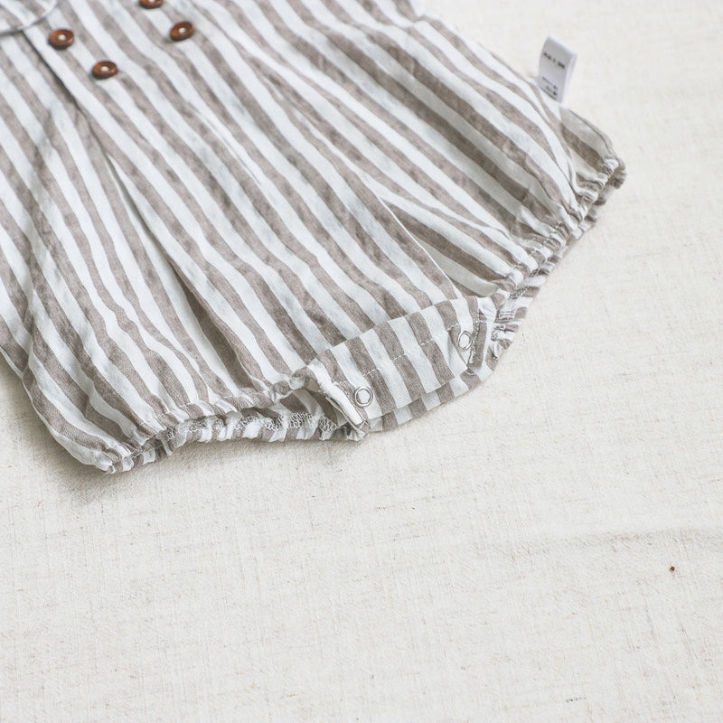 Girls' Short Sleeved Blouse Collar Jumpsuit