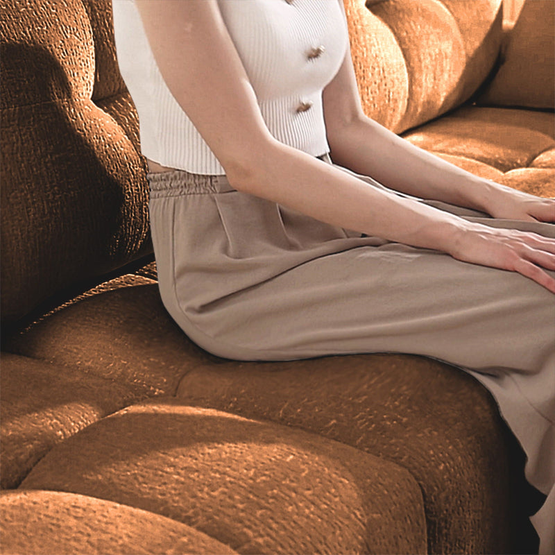 Sofa Set With Ottoman And Pillows, Textured, High Resilience Cushions