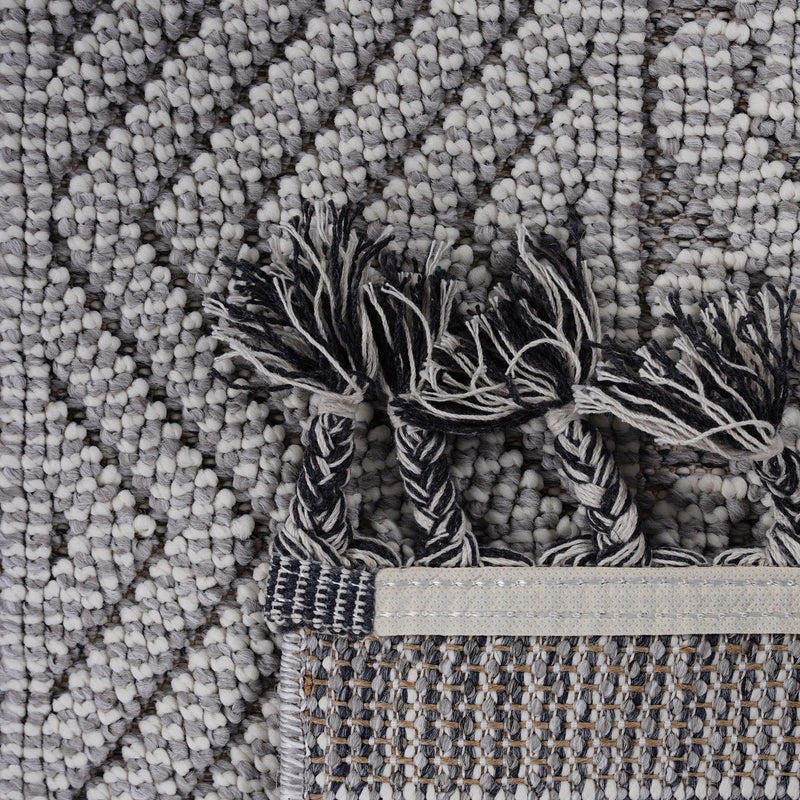 NAAR Guros Collection 2X8 Grey / White / Geometric Indoor / Outdoor Runner Rug