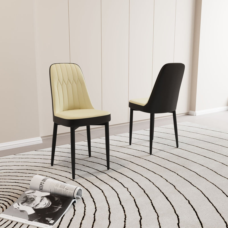 Modern Dining Chair With Cushions And Metal Legs