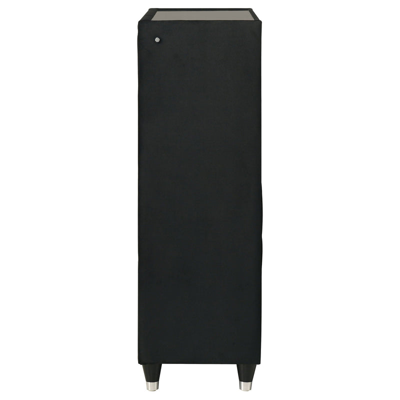 Ravenne 5-drawer Velvet Upholstered LED Chest of Drawers Black