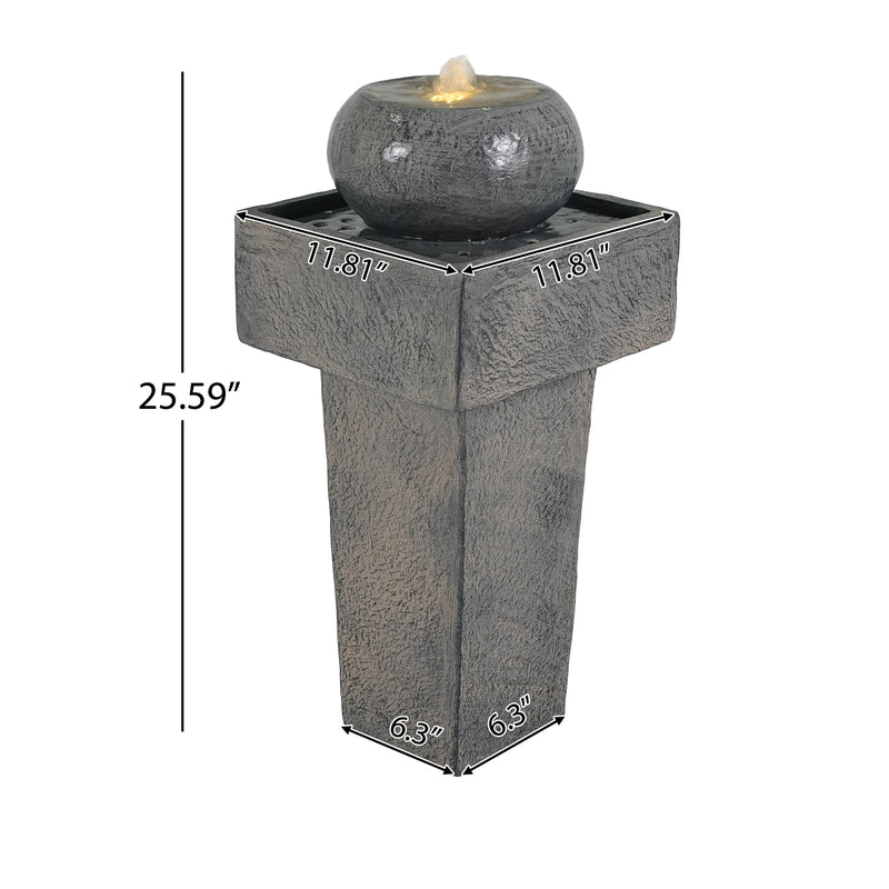 25.59'H Minimalist Concrete Column Fountain with LED Lighting