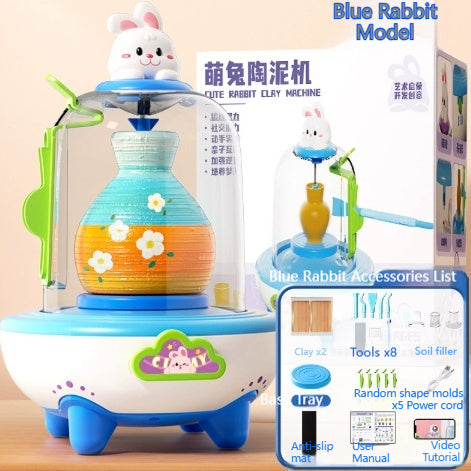 Electric Mini Finger-Powered Pottery Wheel Kit Handmade Set With No-Bake Clay Toys