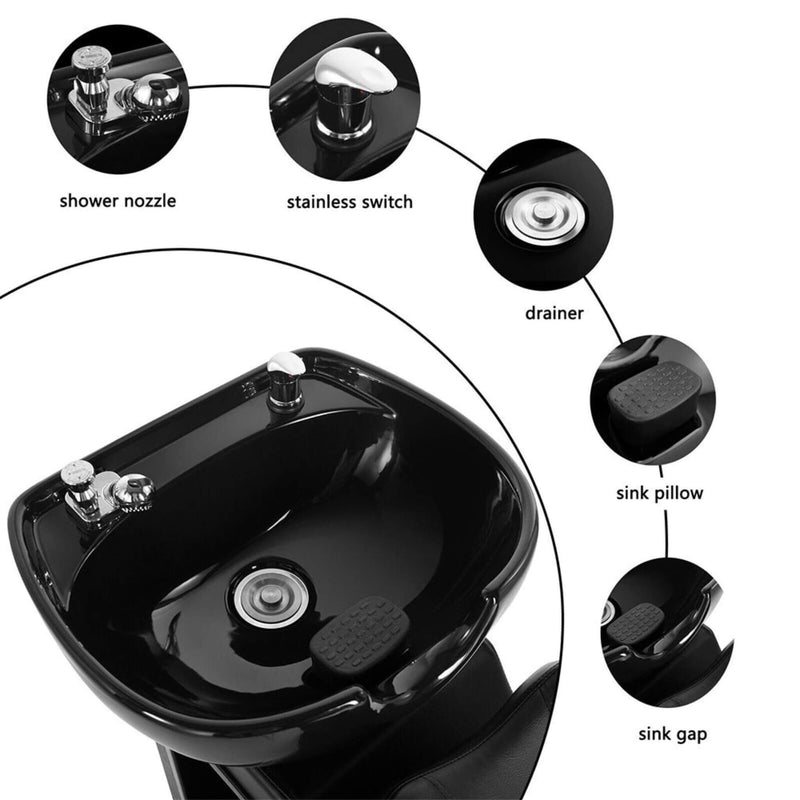 53-Inch Large Premium Salon Barber Backwash Shampoo Chair W/ Bowl, Sink & Footrest (SAK18745)