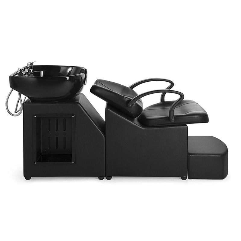 53-Inch Large Premium Salon Barber Backwash Shampoo Chair W/ Bowl, Sink & Footrest (98127653)
