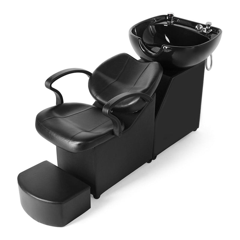 53-Inch Large Premium Salon Barber Backwash Shampoo Chair W/ Bowl, Sink & Footrest (98127653)