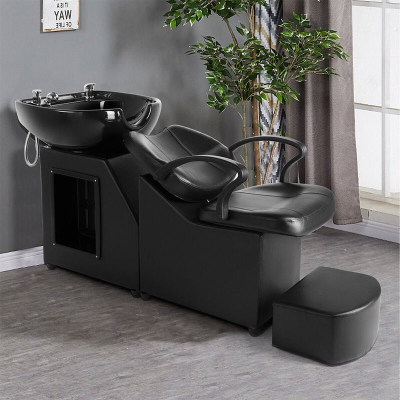 53-Inch Large Premium Salon Barber Backwash Shampoo Chair W/ Bowl, Sink & Footrest (98127653)