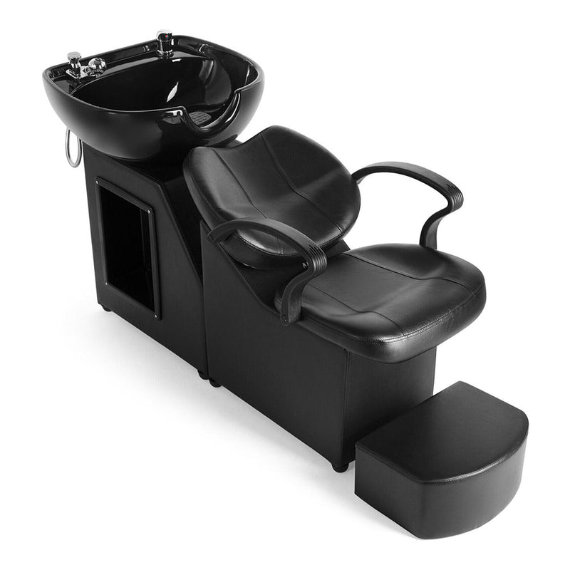 53-Inch Large Premium Salon Barber Backwash Shampoo Chair W/ Bowl, Sink & Footrest (98127653)