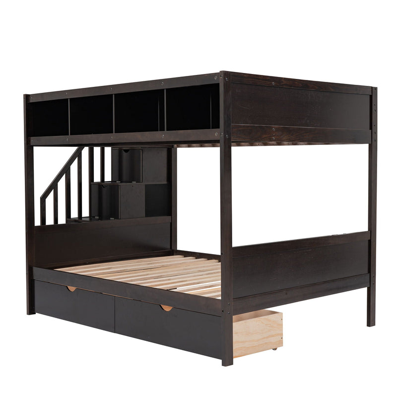 Bunk Bed With Shelfs, Storage Staircase And 2 Drawers