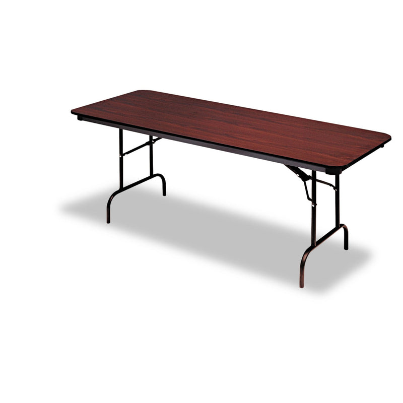 Iceberg OfficeWorks Commercial Wood-Laminate Folding Table, Rectangular Top, 60w x 30w x 29h, Mahogany