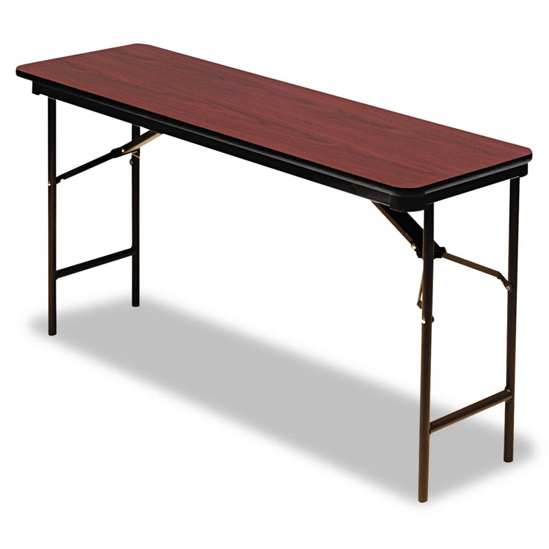 Iceberg OfficeWorks Commercial Wood-Laminate Folding Table, Rectangular Top, 72w x 18d x 29h, Mahogany