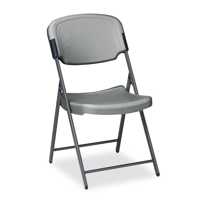 Iceberg Rough n Ready Commercial Folding Chair, Supports Up to 350 lb, Charcoal Seat/Back, Silver Base