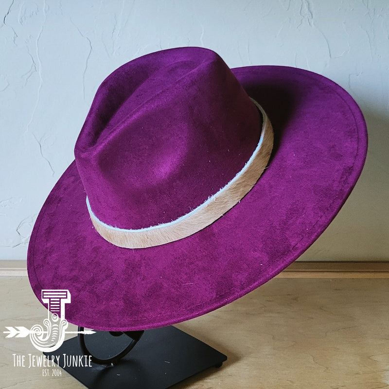 Boho Western Felt Hat w/ Choice of Hatband- Plum 990b