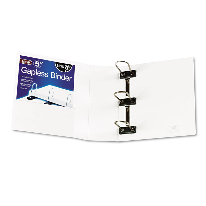 find It Gapless Loop Ring View Binder, 3 Rings, 5" Capacity, 11 x 8.5, White
