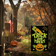 Halloween Garden Flag Trick or Treat Pumpkin Vertical Double Sided Glitter Flag for Holiday Yard Lawn Outdoor Decorations 12.5X18 Inch