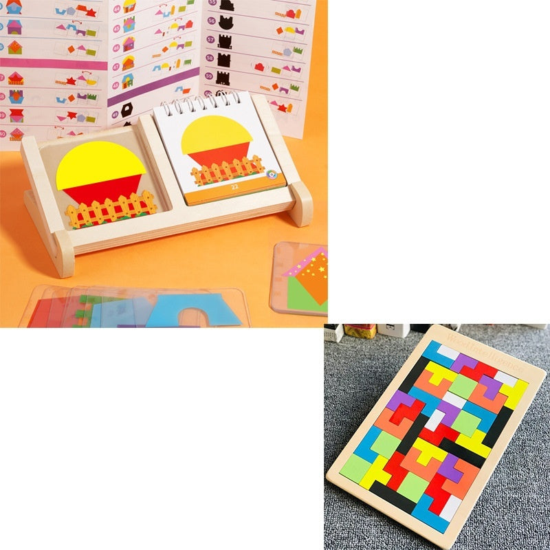 Building Block House Geometric Shape Spatial Reasoning Puzzle Tabletop Game Toy