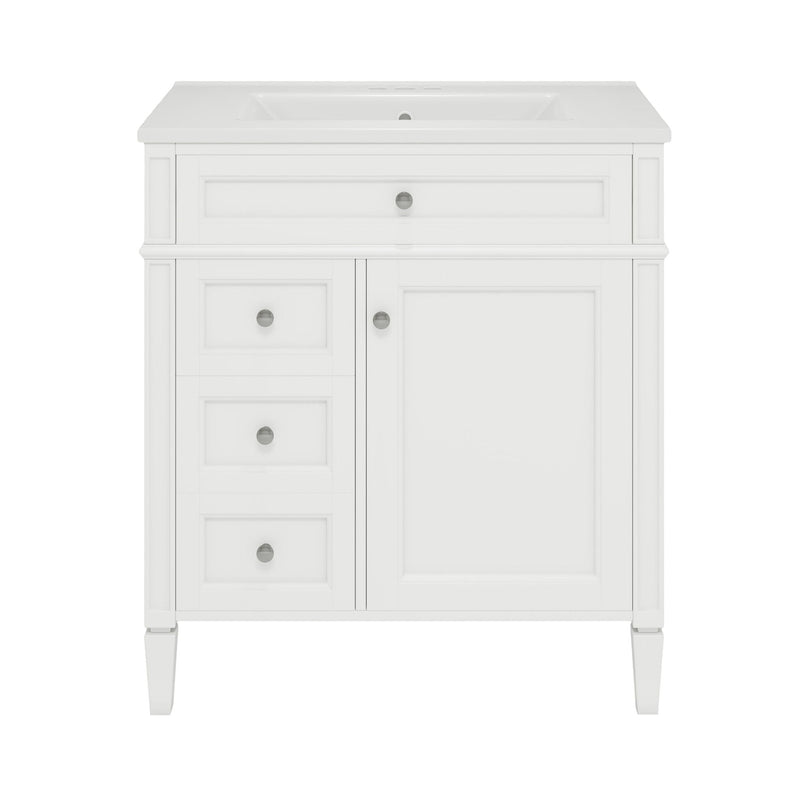 Bathroom Vanity With Top Sink, Modern Bathroom Storage Cabinet With 2 Drawers And A Tip-Out Drawer