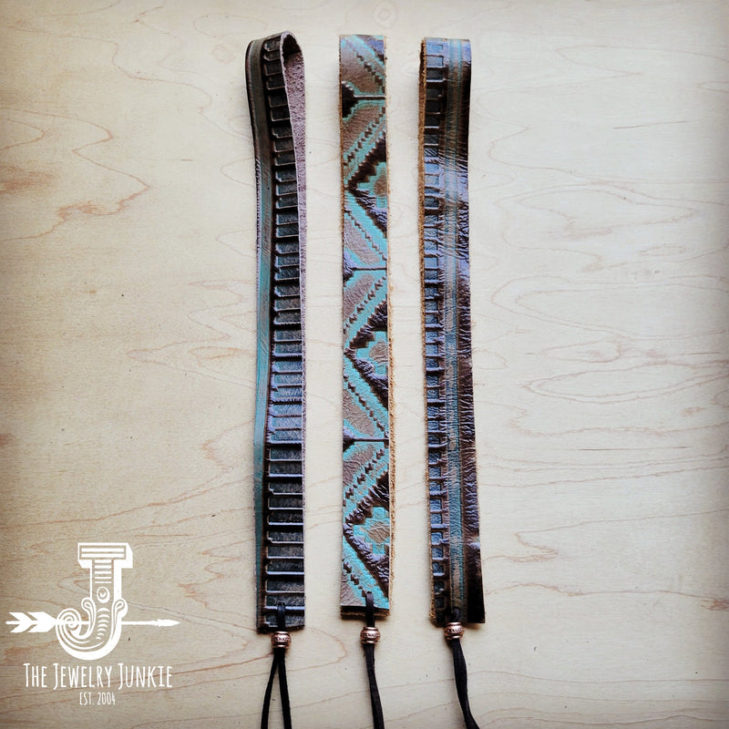 Turquoise Navajo Embossed Leather Hat Band Only 950b