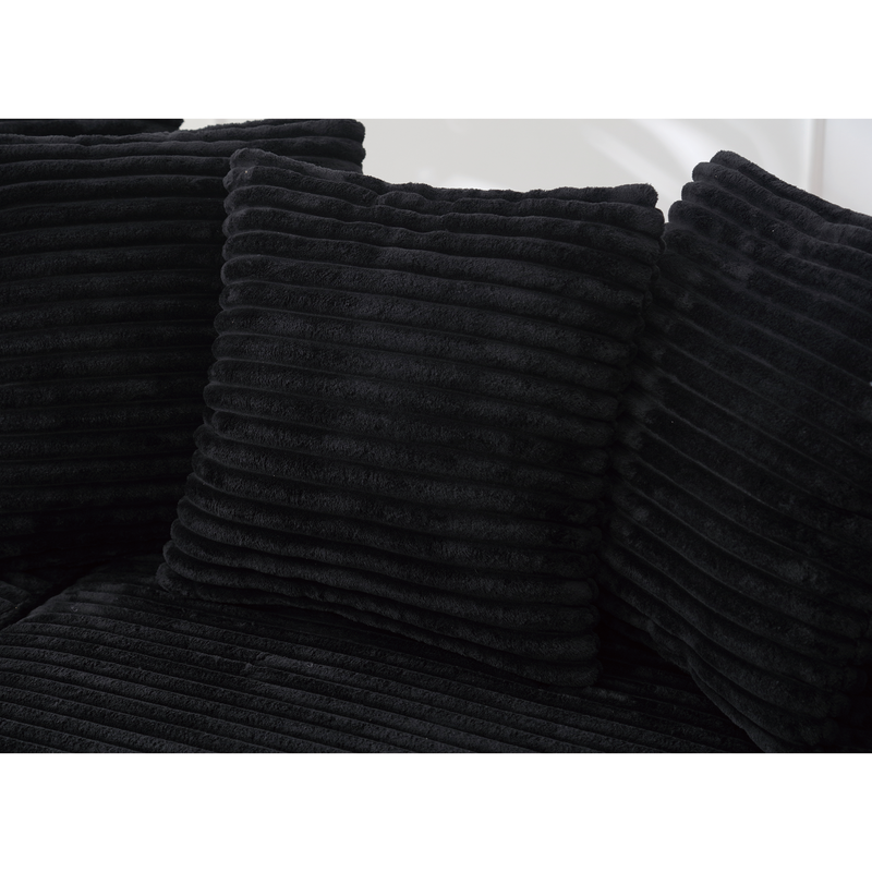 Oversized Two-Piece  Couches,  L Shaped Sofa, Corduroy, Right Chaise Daybed,with Armrests,Eight Throw Pillows,Corner Sofa,Easy To Assemble,  Black