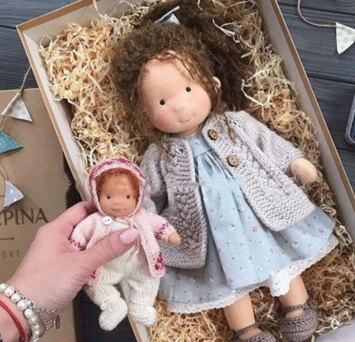 Handmade Plush Doll Golden Curly Girl Finished Product