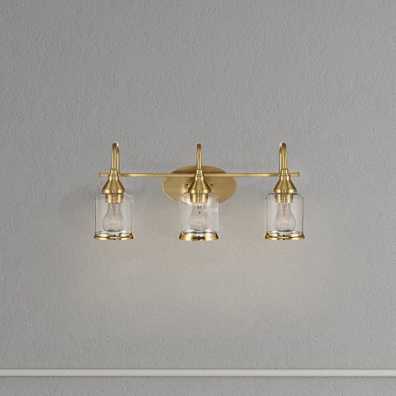 3 Lights Brush Vanity Light - Clear / Gold