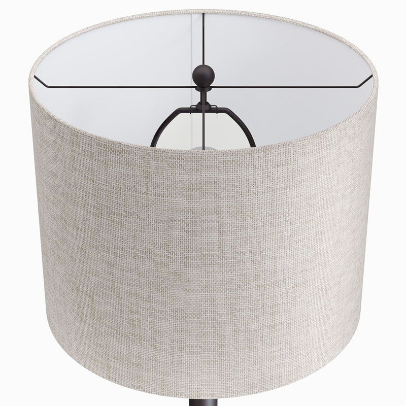 Lenuxe 24" Contemporary Metal Table Lamp Set in Oil Rubbed Bronze with Natural Linen Shade