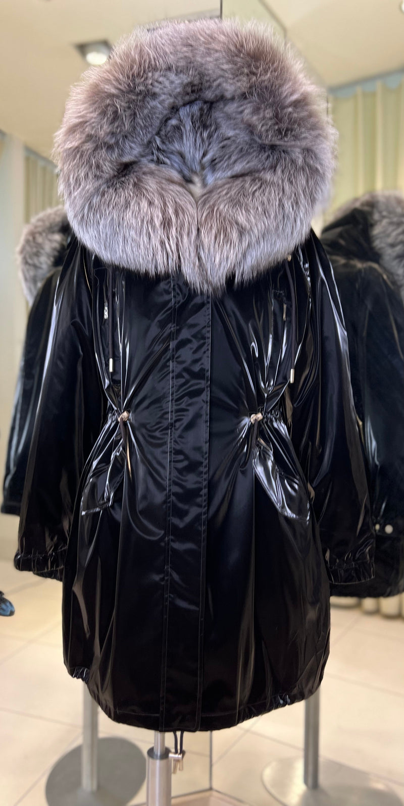 Genuine Silver Fox Fully Lined Hood Rabbit Insulated Parka