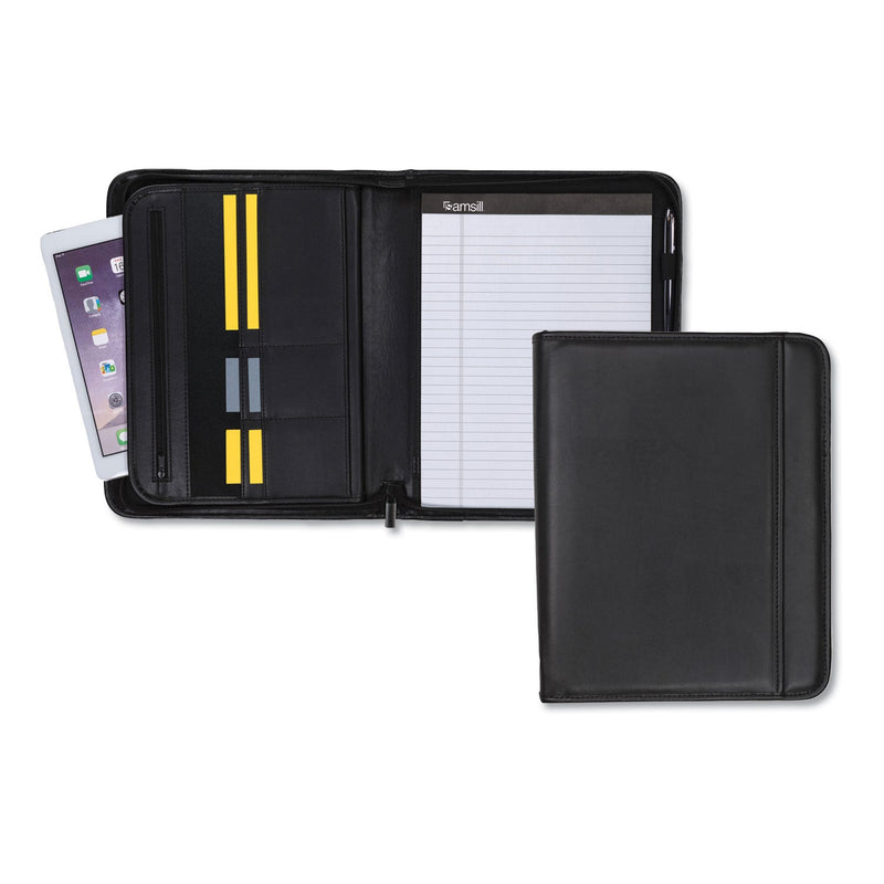 Samsill Professional Zippered Pad Holder, Pockets/Slots, Writing Pad, Black