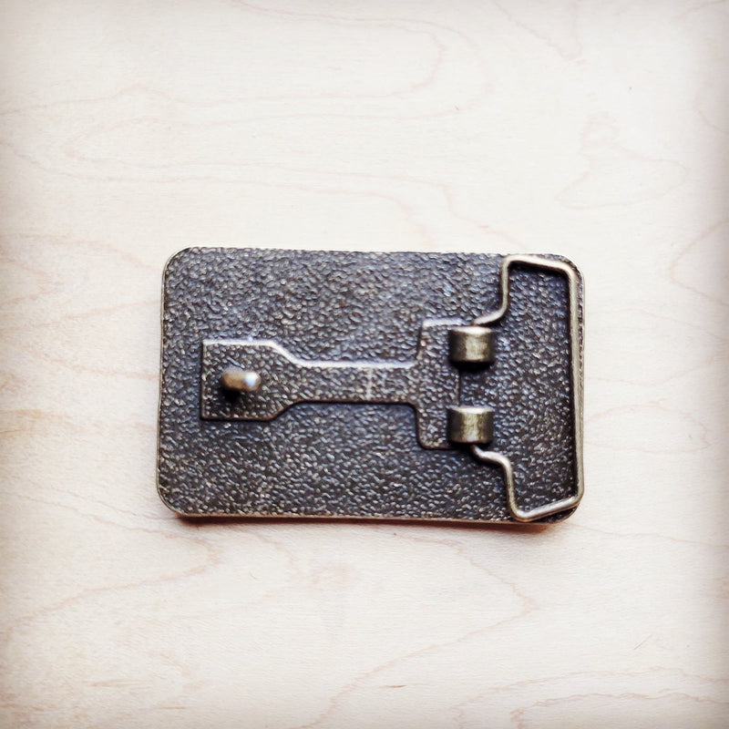 **Rectangle Sandy White Floral Leather Belt Buckle 906ff