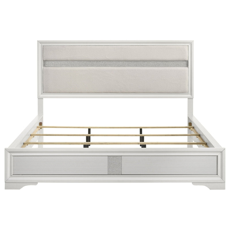 Miranda 54-inch Upholstered California King Panel Bed White