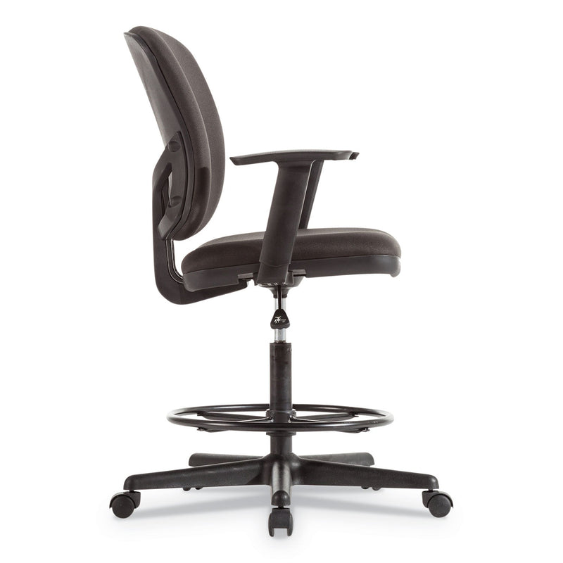 Alera Everyday Task Stool, Fabric Seat/Back, Supports Up to 275 lb, 20.9" to 29.6" Seat Height, Black