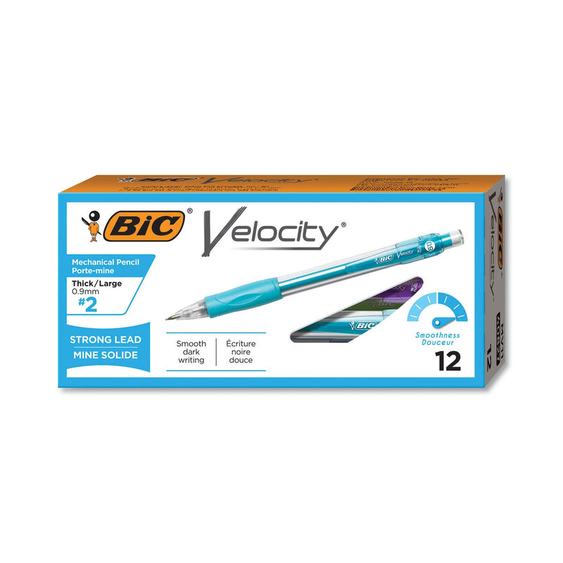 BIC Velocity Original Mechanical Pencil, 0.9 mm, HB (#2.5), Black Lead, Turquoise Barrel, Dozen