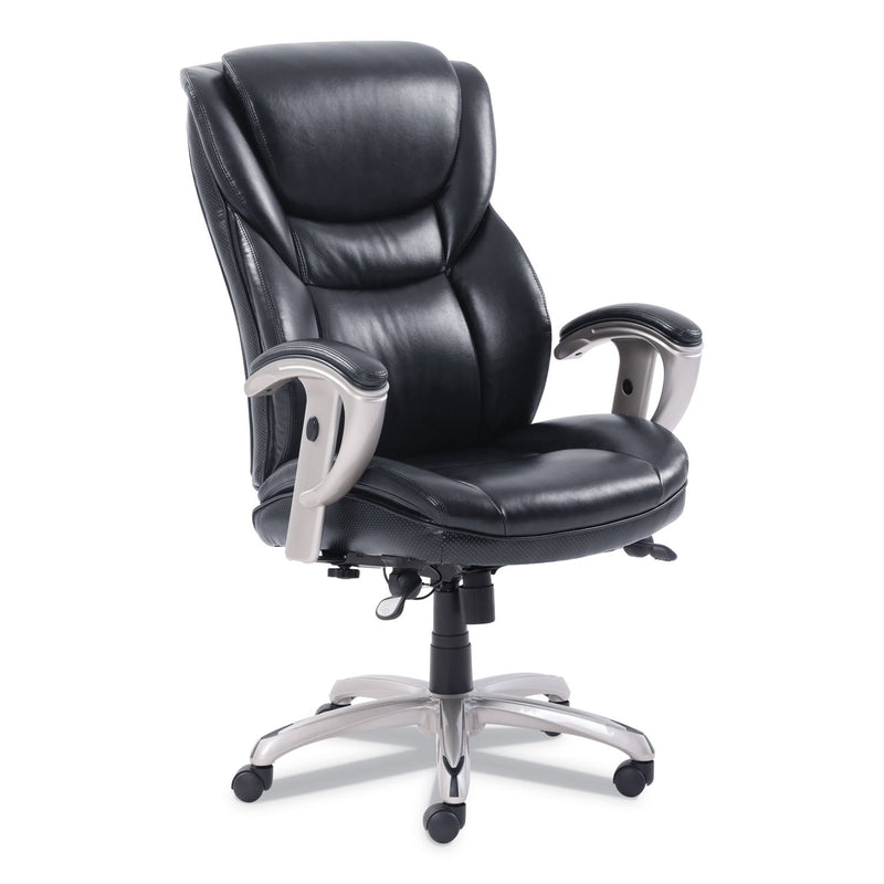 SertaPedic Emerson Executive Task Chair, Supports Up to 300 lb, 19" to 22" Seat Height, Black Seat/Back, Silver Base