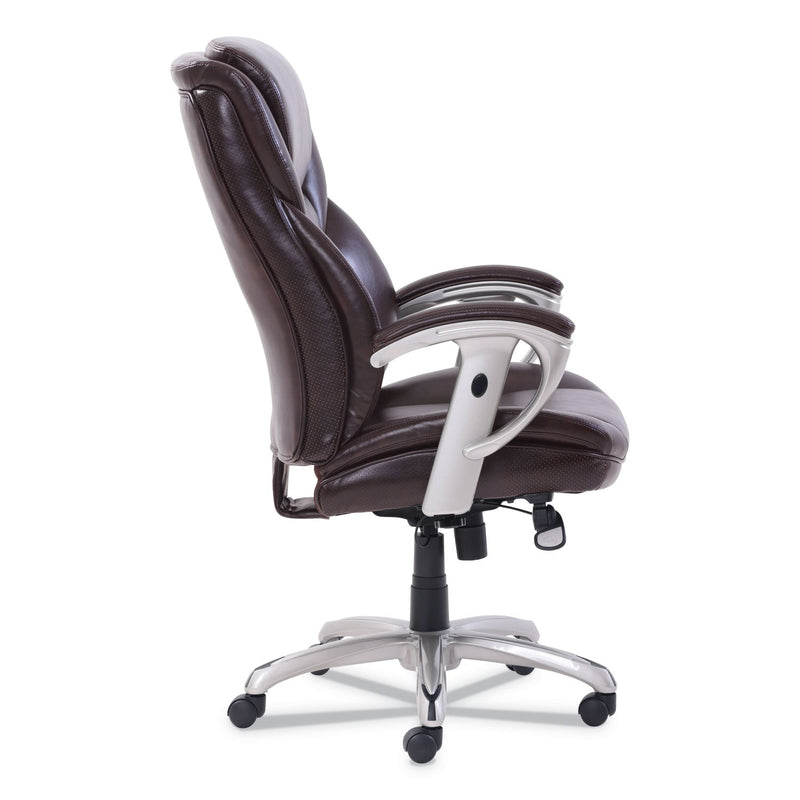 SertaPedic Emerson Executive Task Chair, Supports Up to 300 lb, 19" to 22" Seat Height, Brown Seat/Back, Silver Base