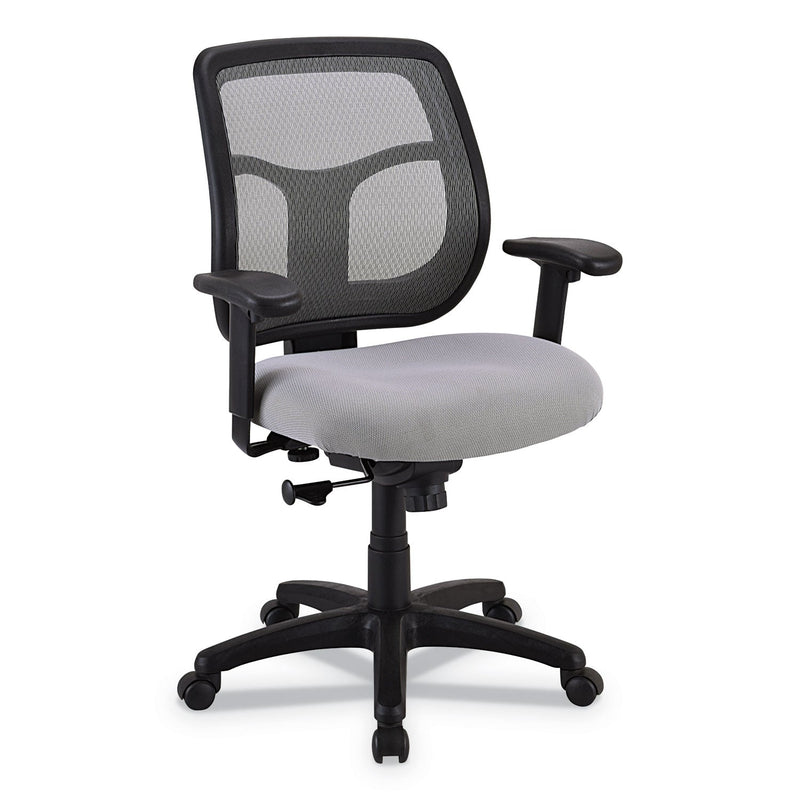 Eurotech Apollo Mid-Back Mesh Chair, 18.1" to 21.7" Seat Height, Silver Seat, Silver Back, Black Base