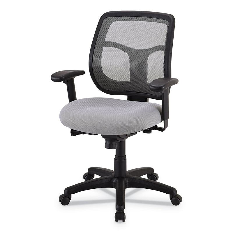 Eurotech Apollo Mid-Back Mesh Chair, 18.1" to 21.7" Seat Height, Silver Seat, Silver Back, Black Base