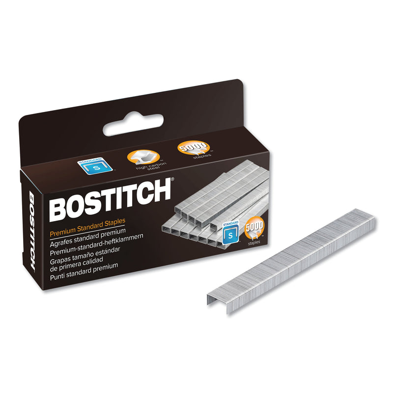 Bostitch Premium Standard Staples, 0.25" Leg, 0.5" Crown, Steel, 5,000/Box
