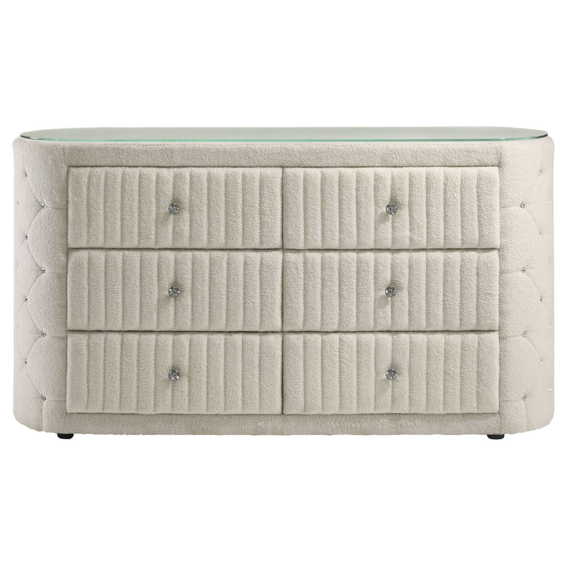 Sonya 6-drawer Upholstered Bedroom Dresser Ivory