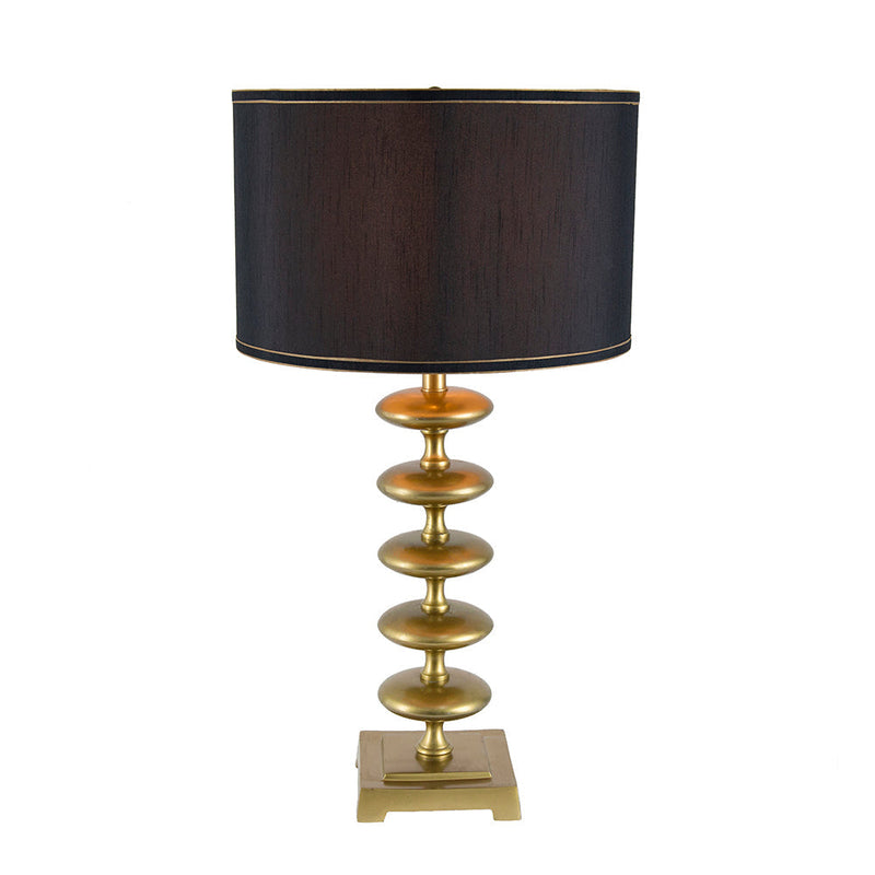 16x16x29.8 Gold and Black Table Lamp with Contemporary Disc Design